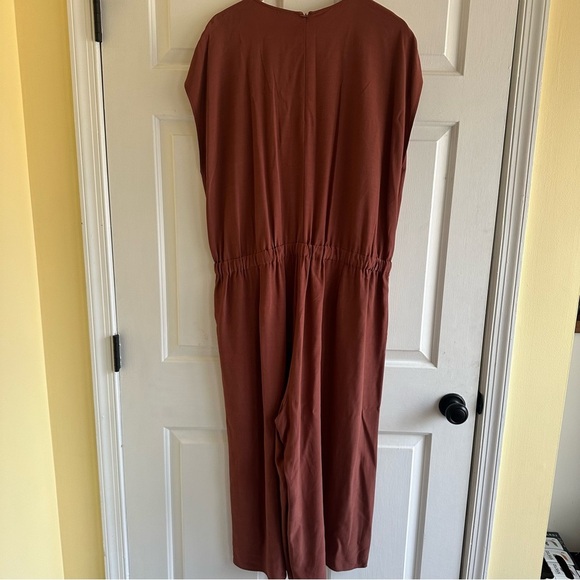 Eileen Fisher Women’s 1X Wide Leg Crepe Jumpsuit Tencel Viscose Crepe Ruset - Picture 9 of 11